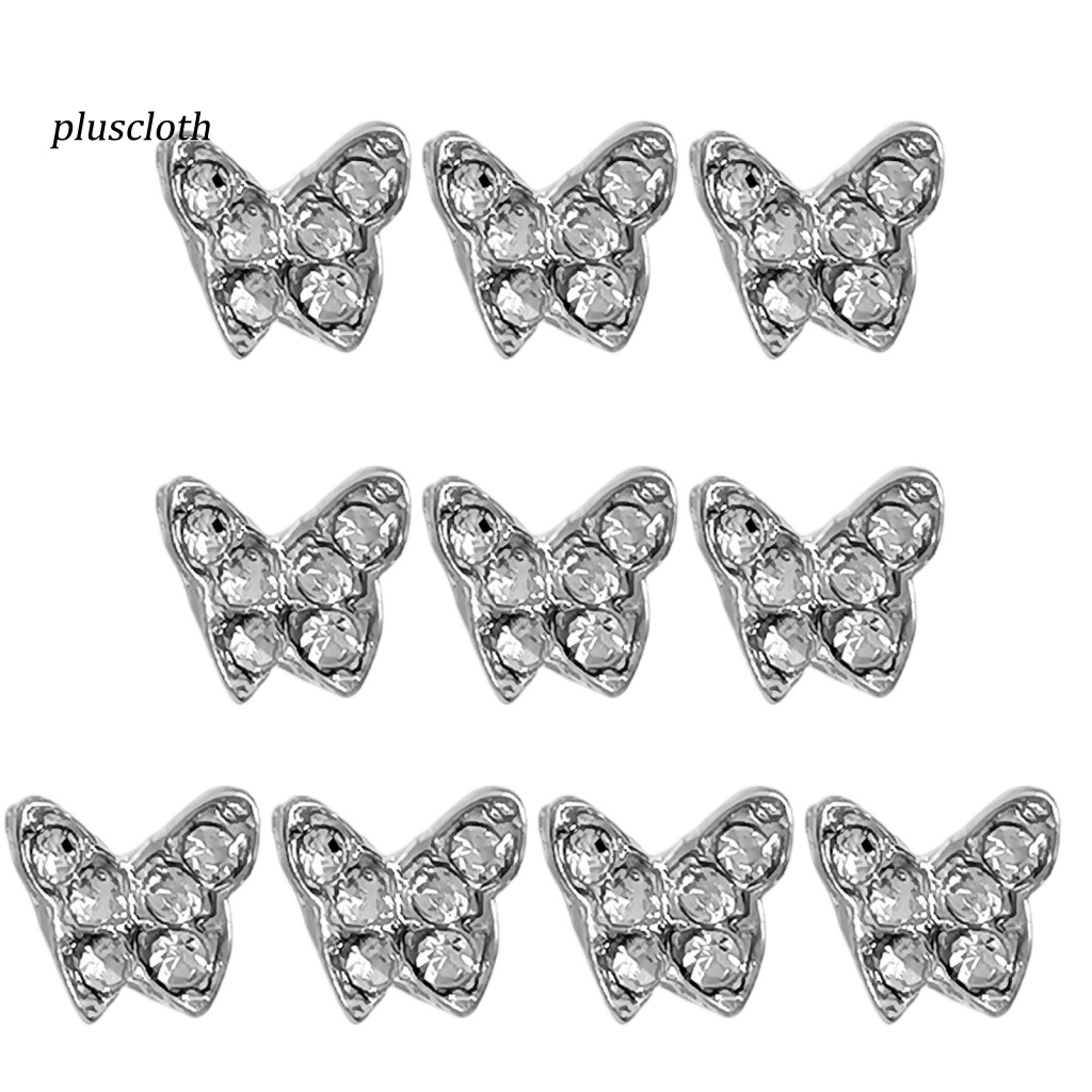 Set 10 Phụ Kiện Trang Trí Móng Tay Nghệ Thuật Hình Bướm 3D Bằng Hợp Kim Đẹp Mắt
