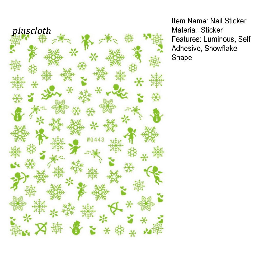 1 Tấm Sticker Phát Quang Họa Tiết Bông Tuyết 3D Dán Móng Nghệ Thuật