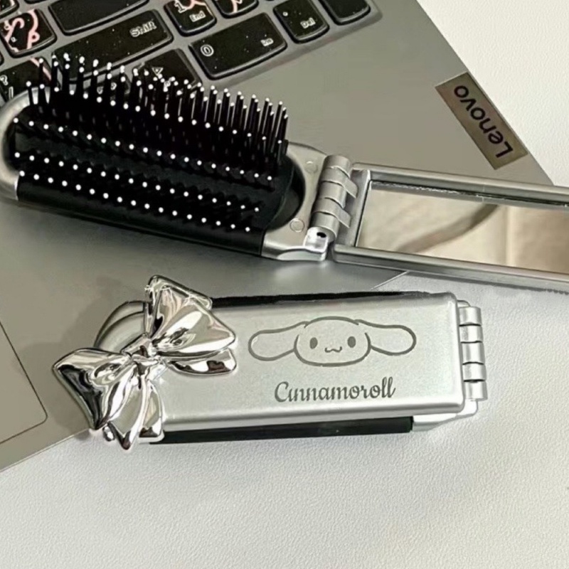 New Cartoon Big Two Dog Portable Folding Air Bag Comb Girl New Cat Portable Makeup Mirror Dual Purpose Mirror Comb Jewelry