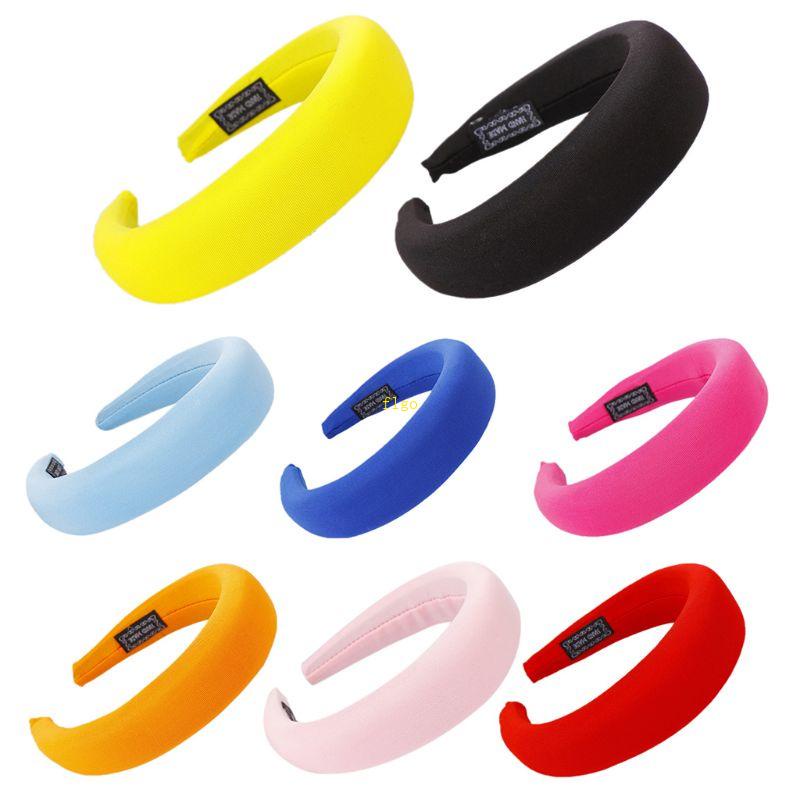 Flgo Băng Đô Cài Tóc Bằng Xốp Phối Nhung Màu Sắc Ngọt Ngào Phong Cách Cổ Điển Thời