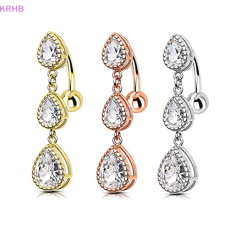 Khuyên Rốn Bằng Thép Không Gỉ Đính Đá Zircon Hình Giọt Nước Quyến Rũ Dành Cho Nữ Mới