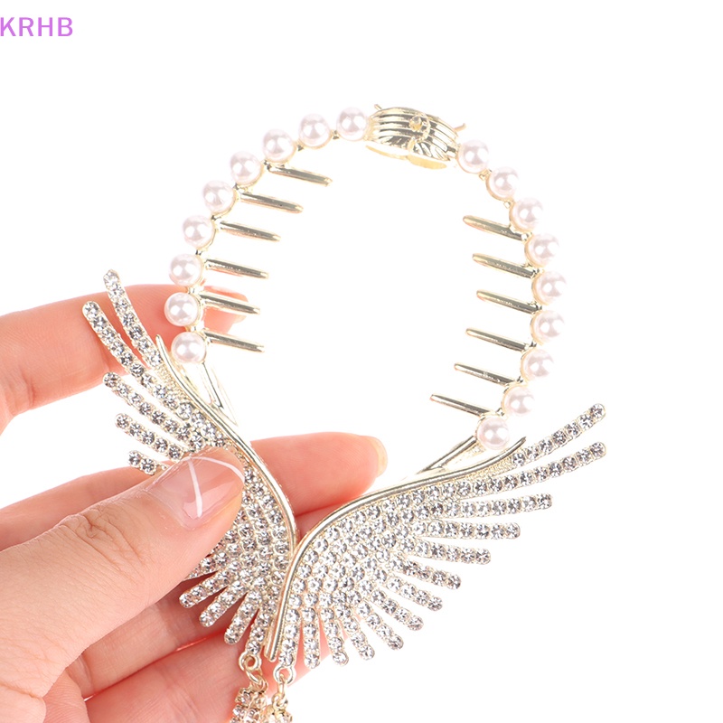 Kẹp Tóc Đuôi Ngựa Hình Đôi Cánh Thiên Thần Đính Ngọc Trai Thời Trang Mới