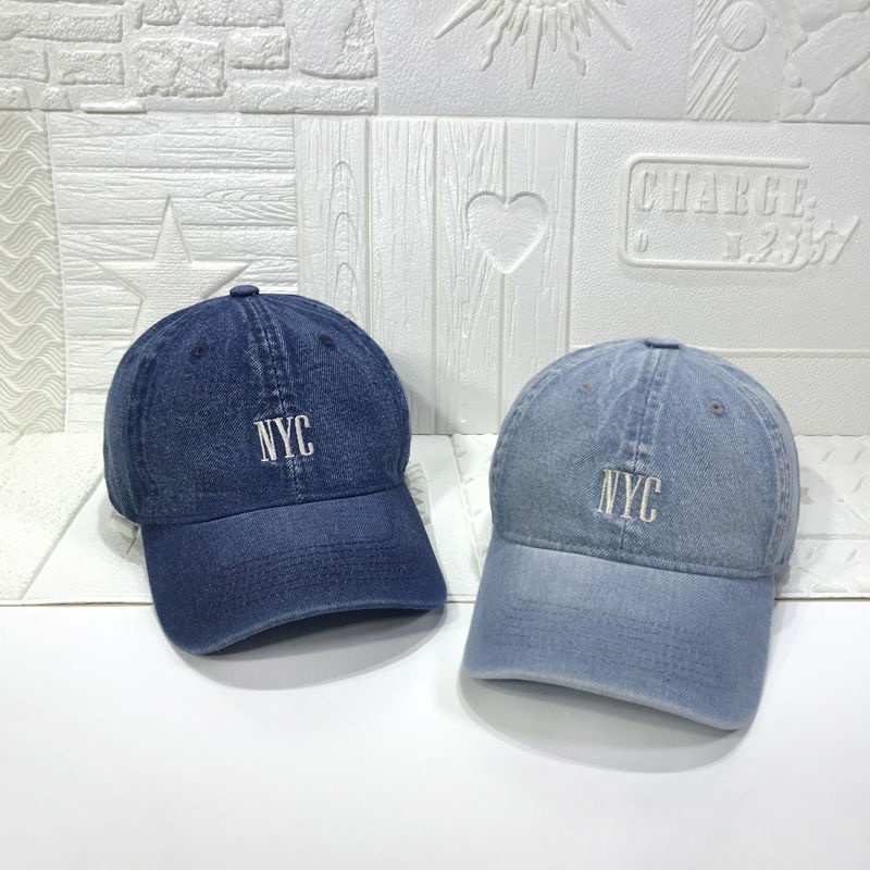 Mũ Lưỡi Trai Denim Thêu Chữ NYC Phong Cách Hàn Quốc Dễ Phối Đồ Thời Trang Xuân Hè Cho Cặp Đôi