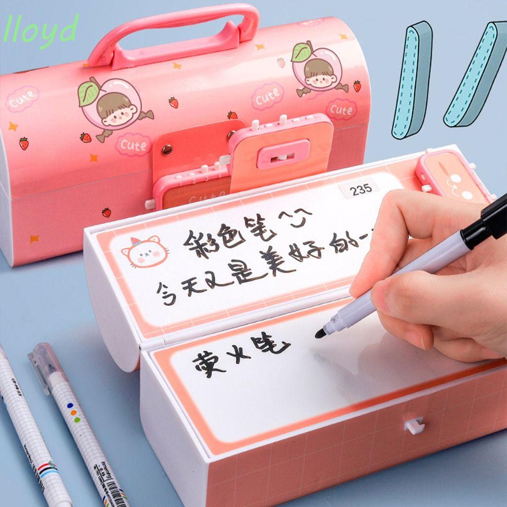 Hộp Đựng Bút Hai Ngăn Sức Chứa Lớn Có Khóa Mật Khẩu Họa Tiết Hoạt Hình Phong Cách Hàn Quốc Cho Học Sinh Ốp