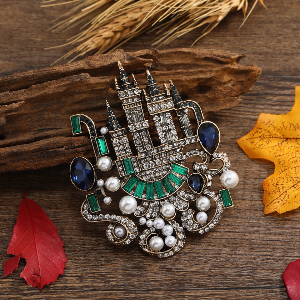 Ghim Cài Áo Hình Lâu Đài Đính Đá Pha Lê Phong Cách Baroque Sang Trọng Làm Quà Tặng Cho Nam Và Nữ
