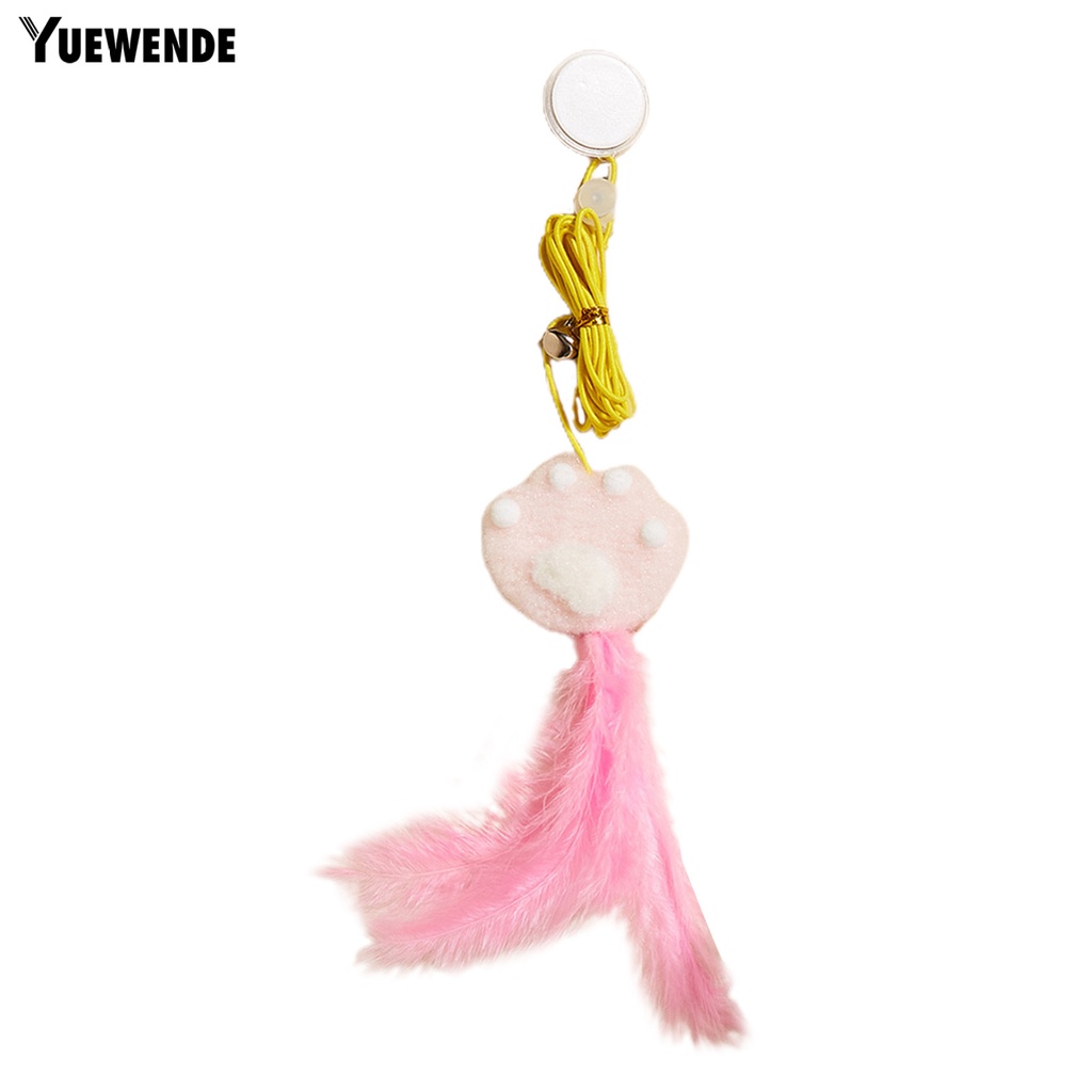 Đồ Chơi Dây Thừng Đính Lông Vũ Độ Co Giãn Cao Treo Trang Trí Cho Mèo Cưng