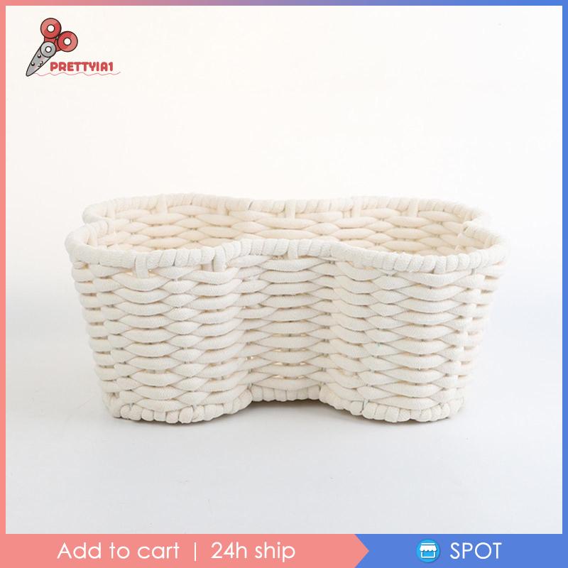 [Prettyia1] Giỏ Đựng Đồ Dùng Văn Phòng / Phòng Khách Đan Tay Mềm Mại Dung Tích Lớn