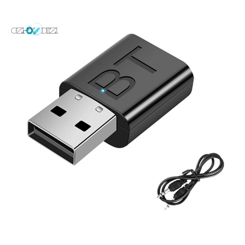 Usb Nhận Tín Hiệu Âm Thanh Bluetooth 5.0 Mini 3.5MM Có Đèn LED 2 Trong 1 Cho Xe Hơi