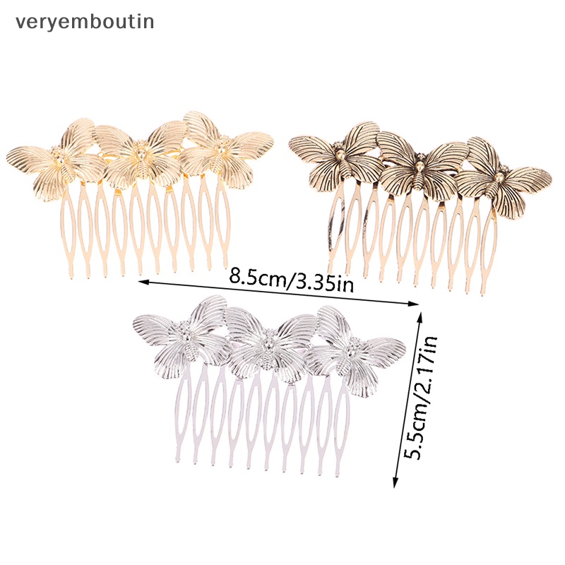 Lược Cài Tóc Kim Loại Hình Bướm Vintage Thanh Lịch Cho Nữ