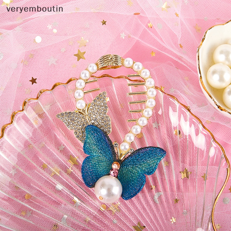 Kẹp Tóc Đuôi Ngựa Đính Đá Ngọc Trai Nhân Tạo Thêu Họa Tiết Thời Trang Cho Nữ