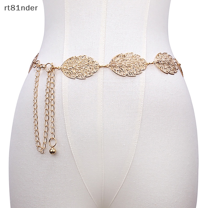 Rt Thắt Lưng Dây Xích Mảnh Bằng Kim Loại Hình Chiếc Lá Đơn Giản Thời Trang Cho Nữ