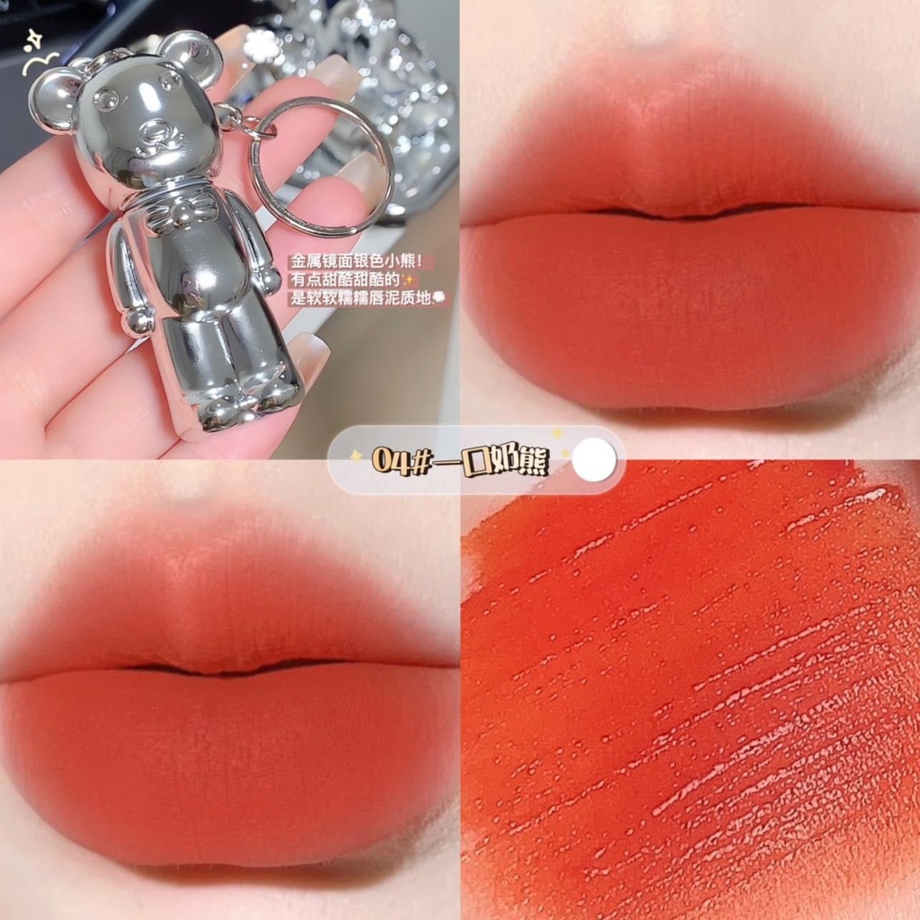Son ZEVE Velvet Lip Kiêm Móc Khóa Hình Gấu Mềm Mịn Như Nhung