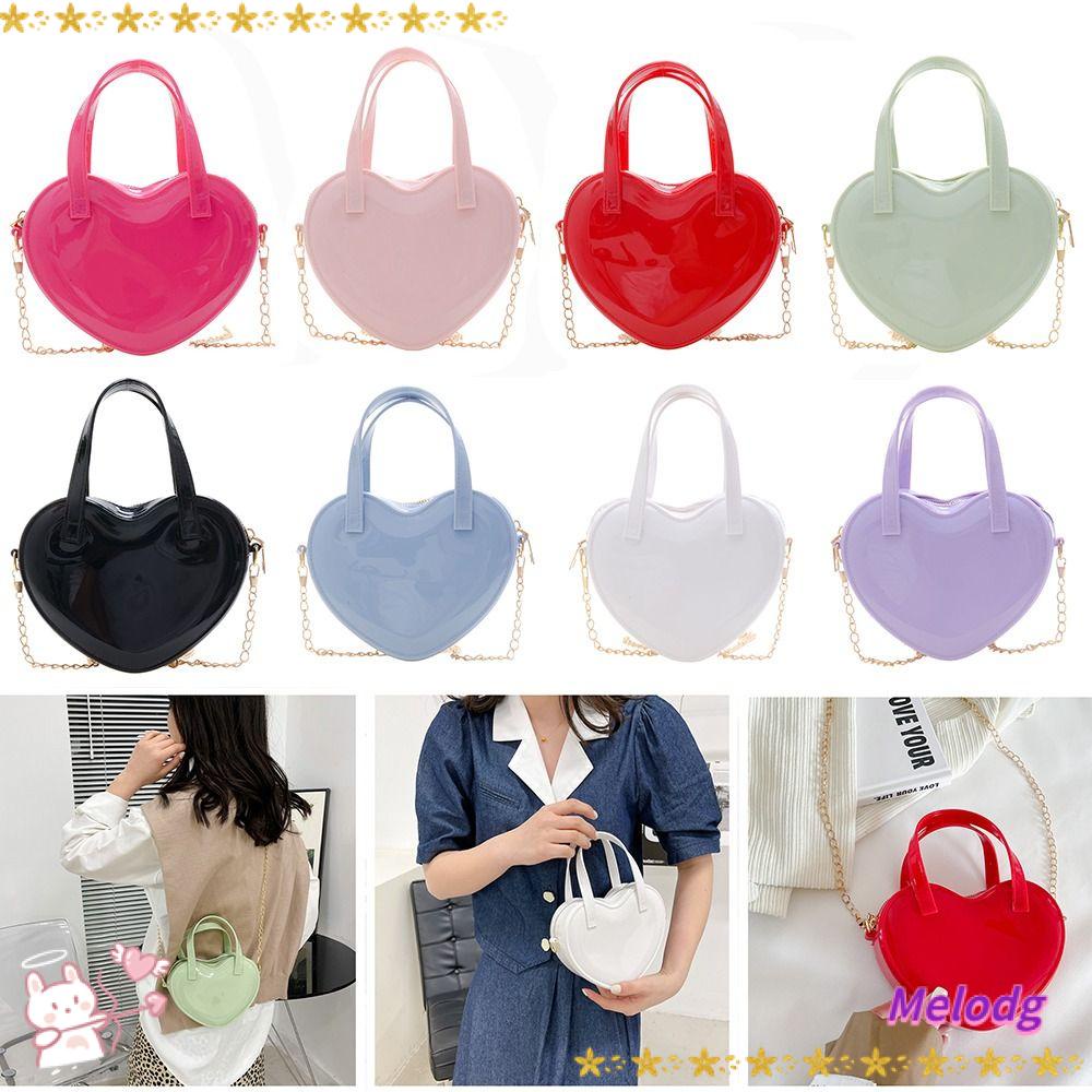 MELODG Túi Xách Dây Xích Đeo Vai Hoạ Tiết Trái Tim Thiết Kế Hợp Thời