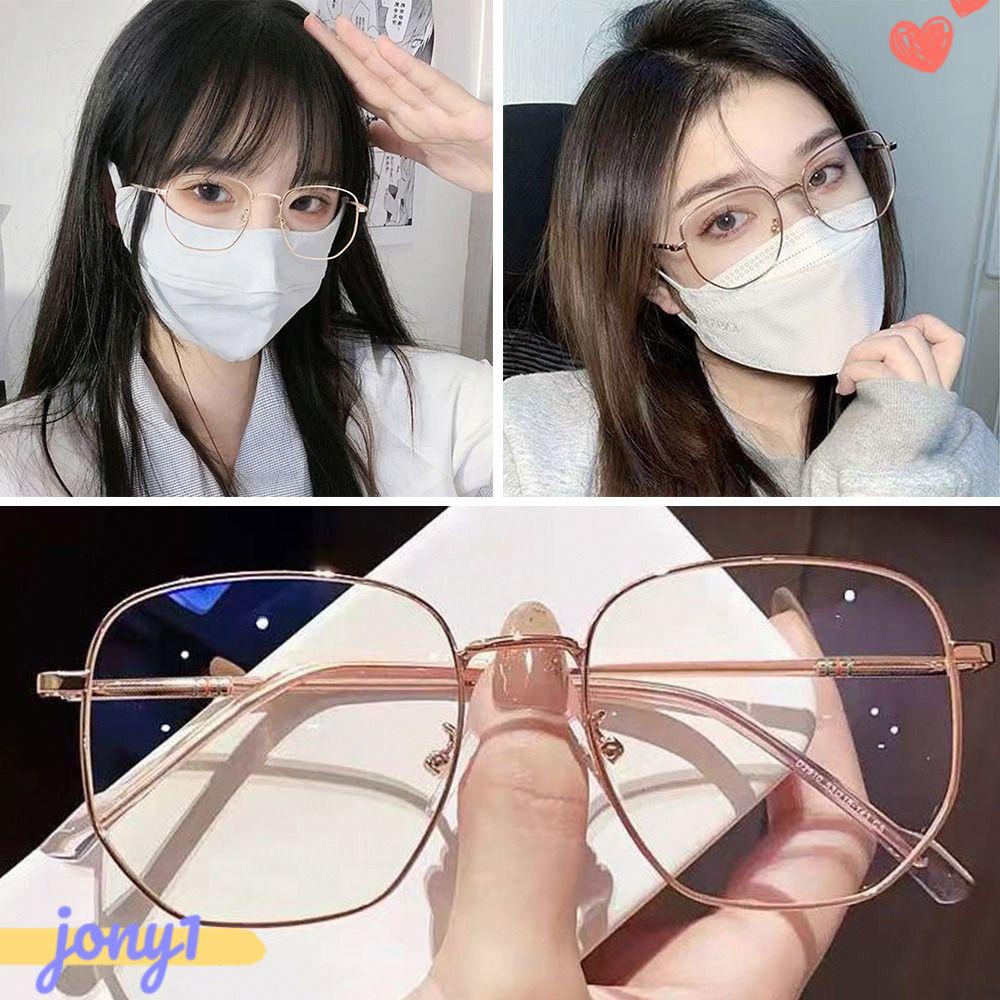 Mắt Kính Gọng Kim Loại Siêu Nhẹ Màu Xanh Dương Thời Trang