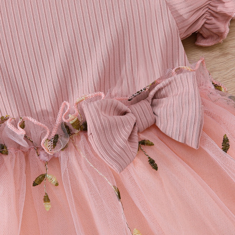 Đầm Xòe Công Chúa Bằng Vải Tuyn Tay Cộc Dành Cho Bé Gái 3-18 Tháng Tuổi