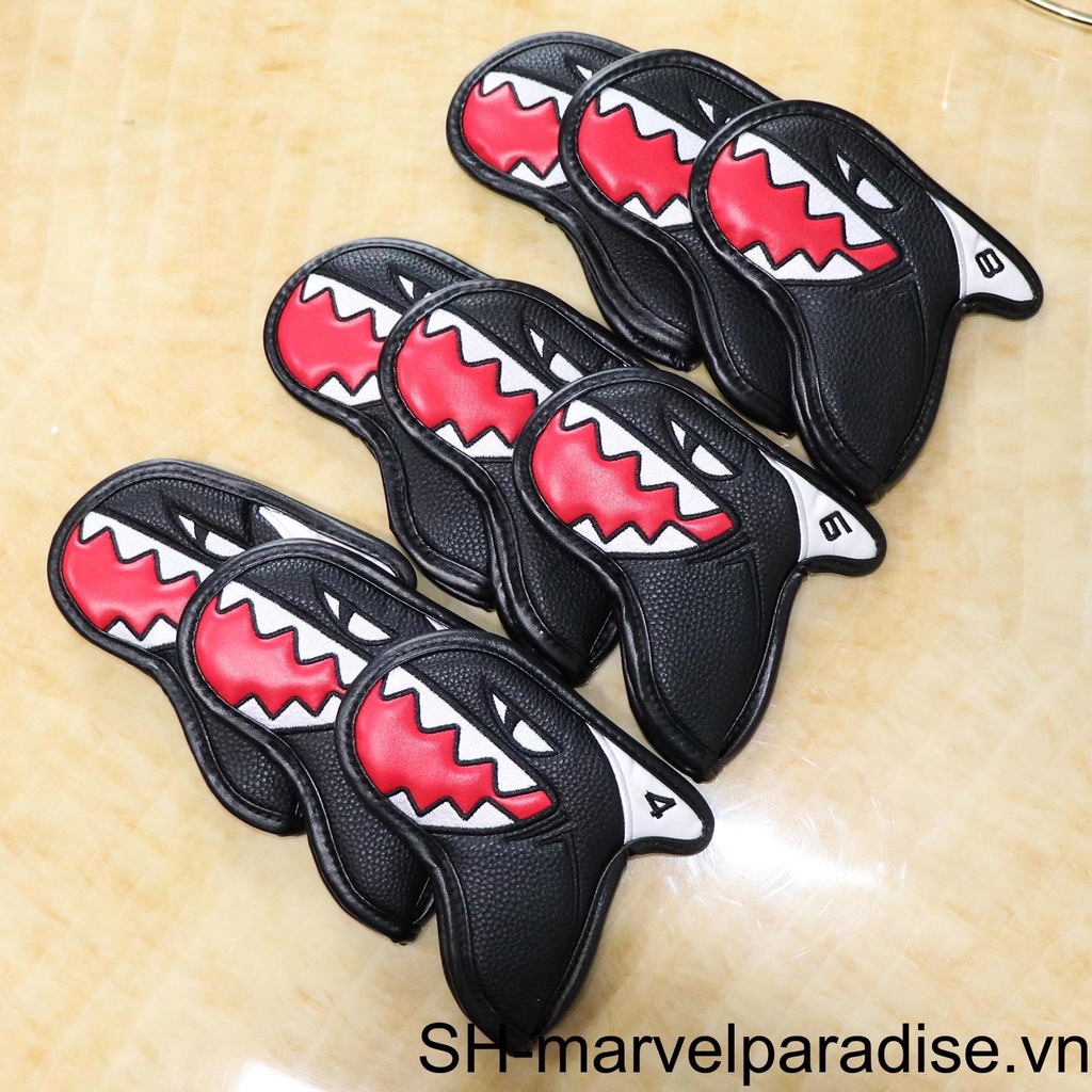 Set 9 Bọc Đầu Gậy Đánh Golf Bằng Da PU Hình Cá Mập