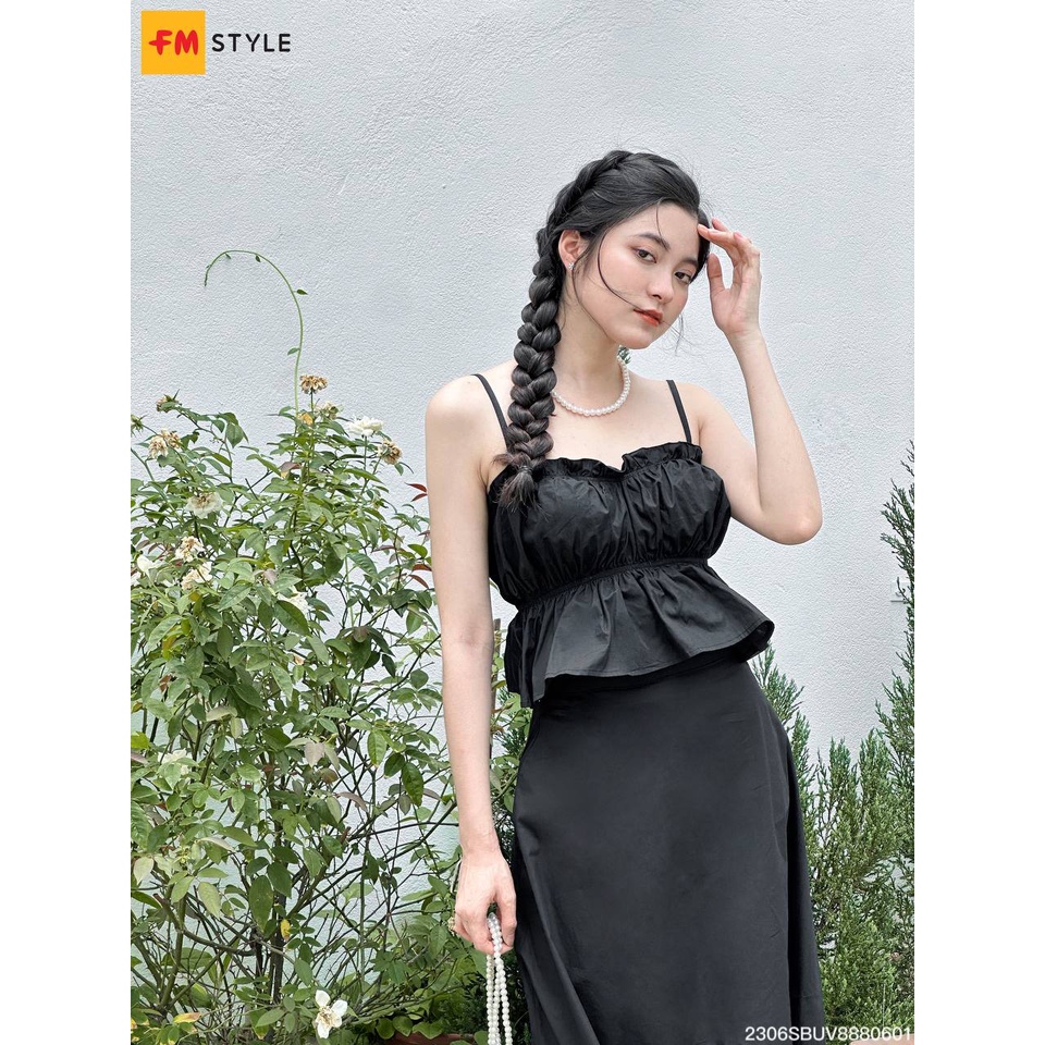 Set đồ nữ FMSTYLE áo kiểu nữ 2 dây nhún thun kèm chân váy nữ dáng dài thời trang thiết kế sang chảnh Hàn Quốc 23060375