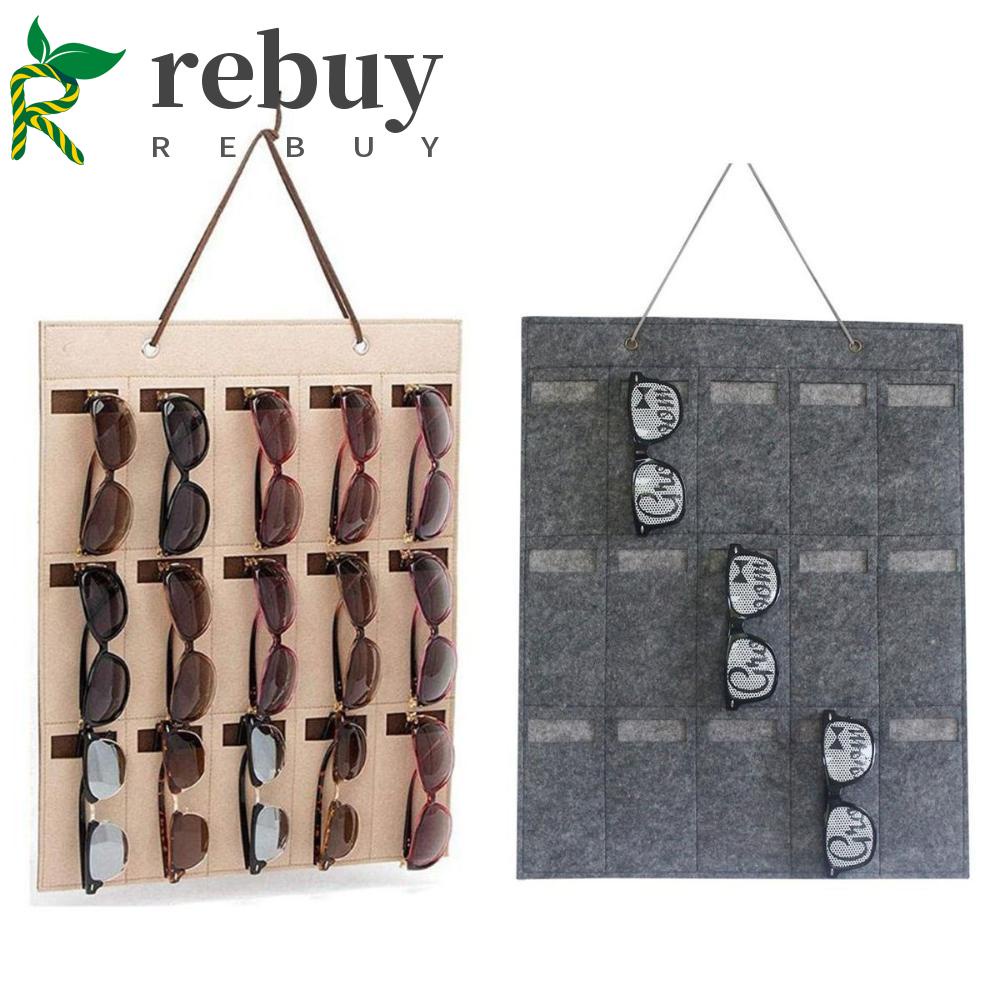 Giá Đỡ Mắt Kính 15 Ngăn Treo Tường Bằng Vải Nỉ Sắp Xếp Gọn Gàng