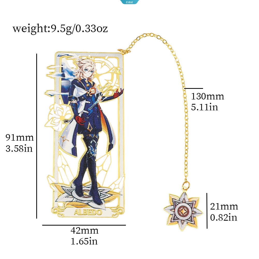 Thẻ Đánh Dấu Trang Sách Bằng Kim Loại Xiao Kaedehara Kazuha