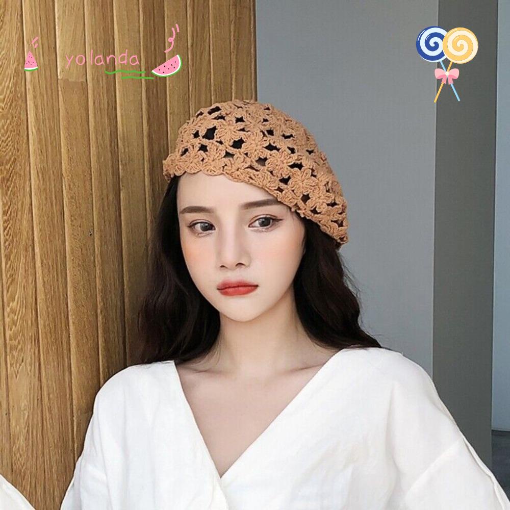 Mũ Beret Đan Móc Co Giãn Thời Trang Mùa Hè Xinh Xắn
