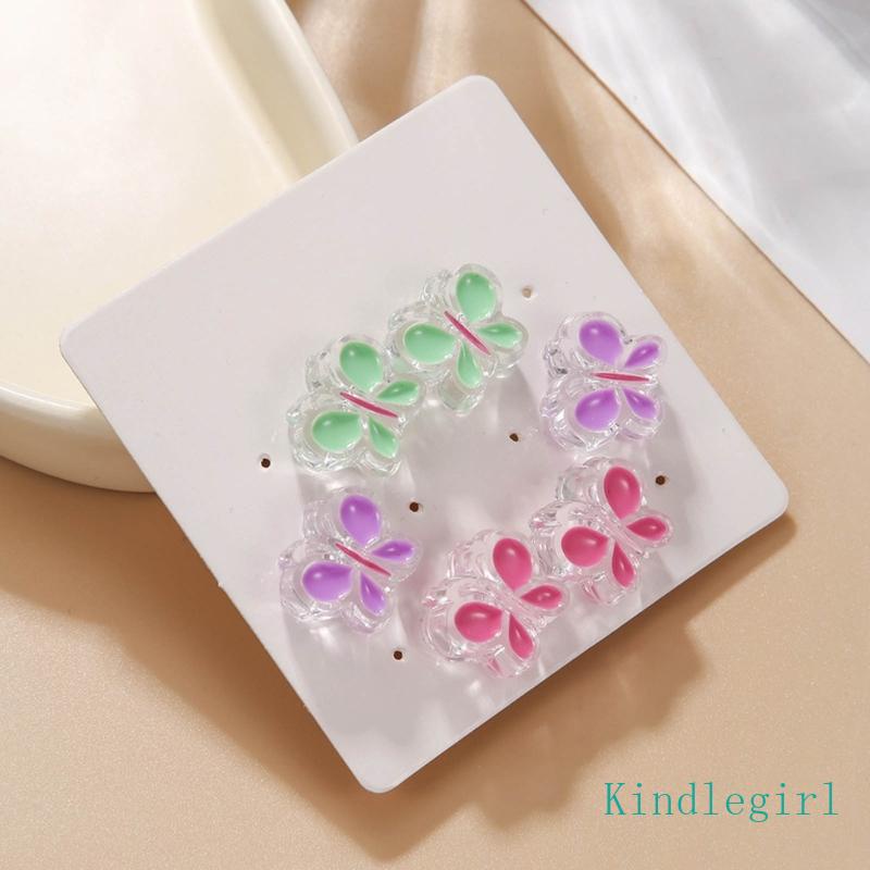 Set 3 Cặp Bông Tai Hình Bướm Bằng Acrylic Siêu Nhẹ Nhiều Màu Dễ Thương
