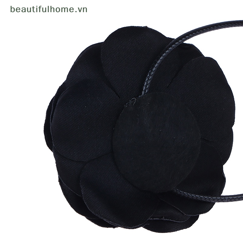 [beautifulhome] Vòng Cổ Choker Dây Dài Bằng Vải Hoa Lớn Màu Trắng Và Đen Lãng Mạn Phụ Kiện Trang Sức Trên Cổ [beauty]