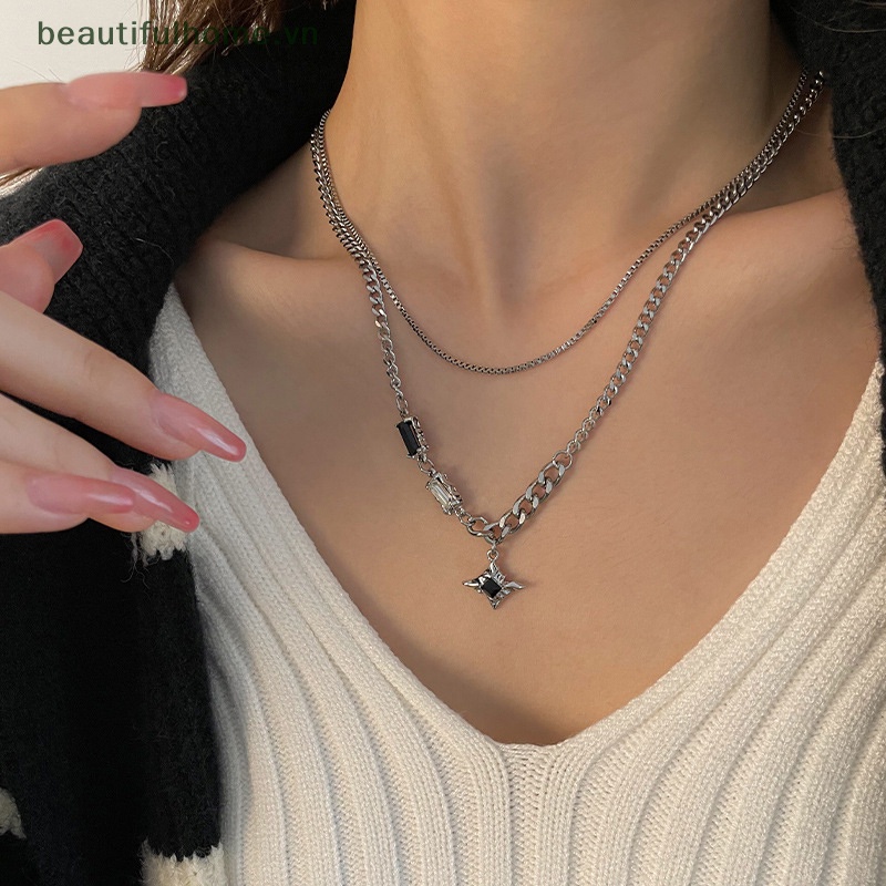 Vòng cổ Hai Lớp Mặt Hình Ngôi Sao Thời Trang Vintage Dành Cho Nam Nữ Y2K