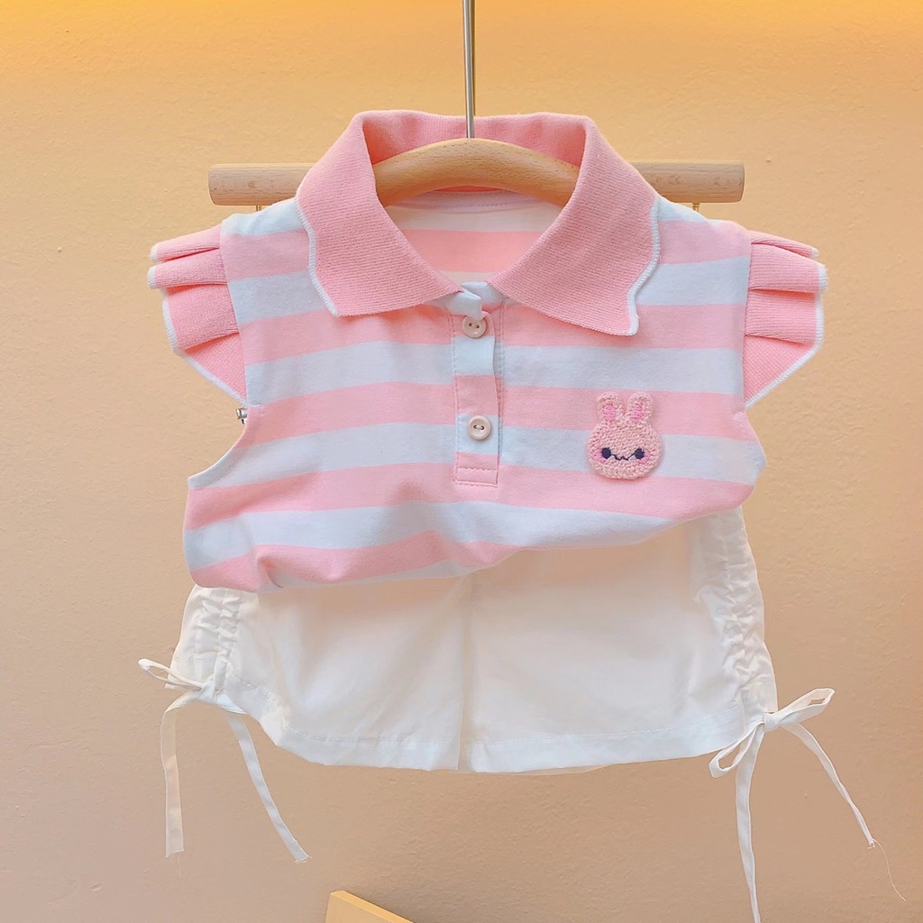 Set Áo Thun Tay Ngắn Phong Cách Phương Tây Thời Trang Mùa Hè 2023 Mới Cho Bé Gái