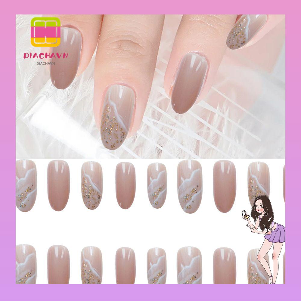 Set 24 Móng Tay Giả Acrylic Che Phủ Toàn Diện Có Thể Tháo Rời