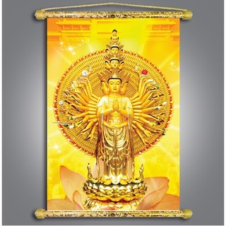 Tranh liễn phật giáo - vải canvas cao cấp - phật thiên thủ thiên nhãn