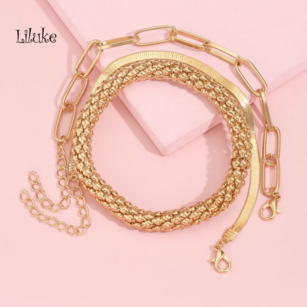 Set 3 Vòng Tay Hợp Kim Nhiều Lớp Thời Trang Cho Nữ