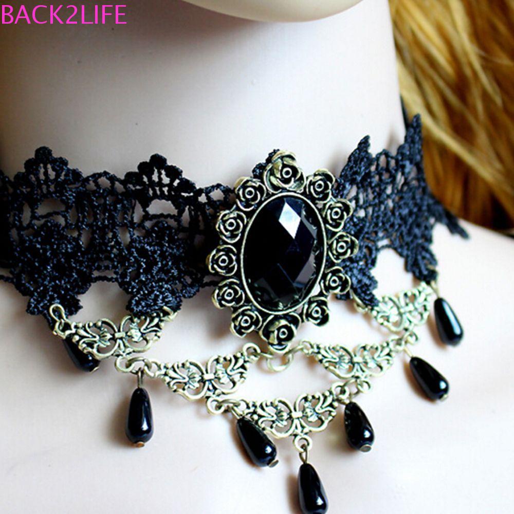 Vòng Cổ Choker 2 Lớp Ren Đen Đơn Giản Phong Cách Hàn Quốc