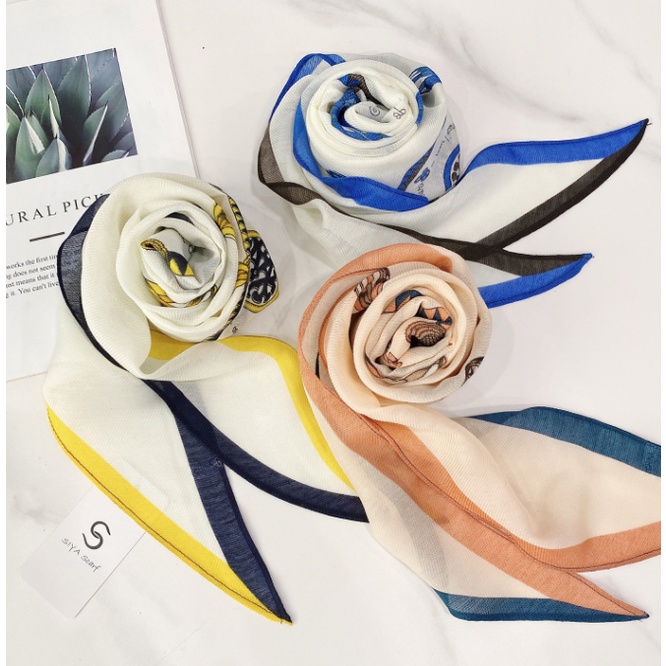 Khăn Choàng Cổ Dài Bằng Lụa In Họa Tiết Kim Cương Thoáng Khí Chống Nắng Thời Trang Mùa Hè Phong Cách Hàn Quốc Cho Nữ