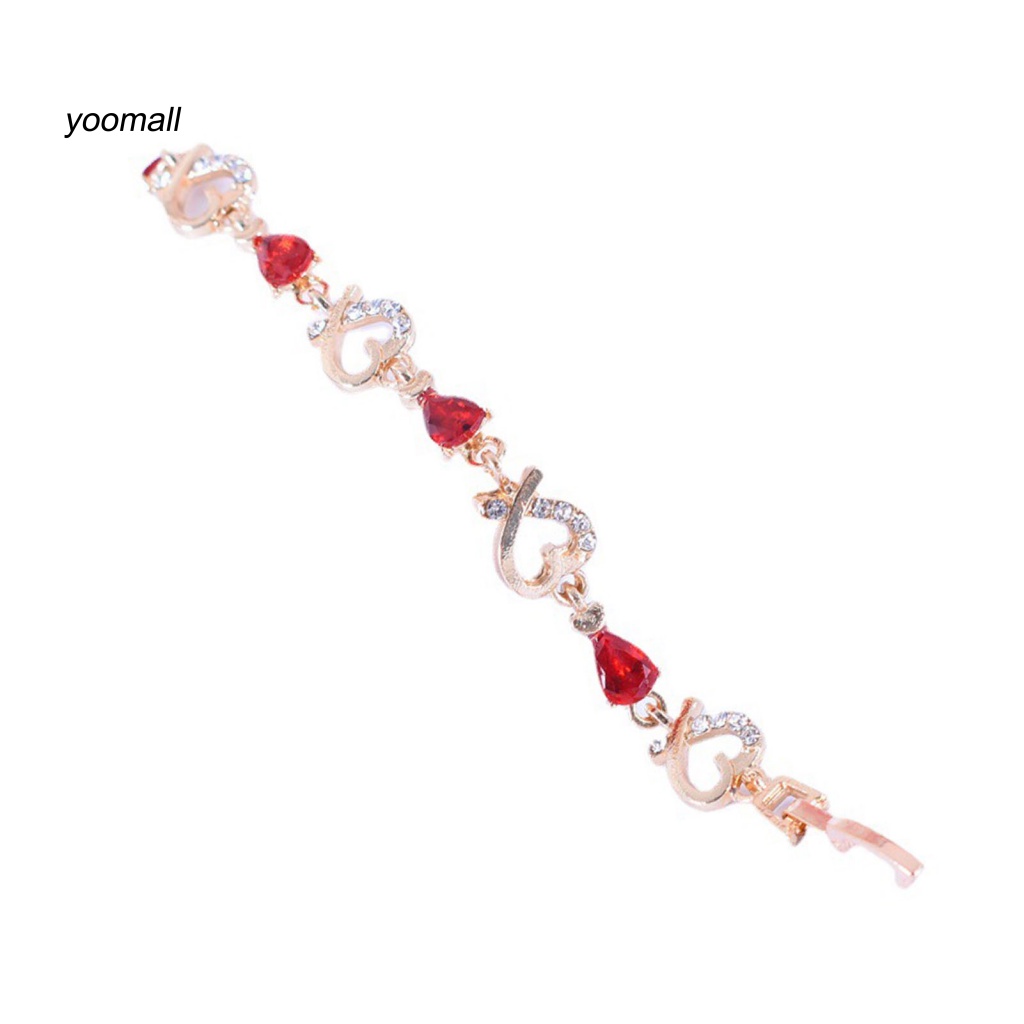 Vòng Tay Hợp Kim Đính Đá Hình Trái Tim Xinh Xắn Cho Nữ