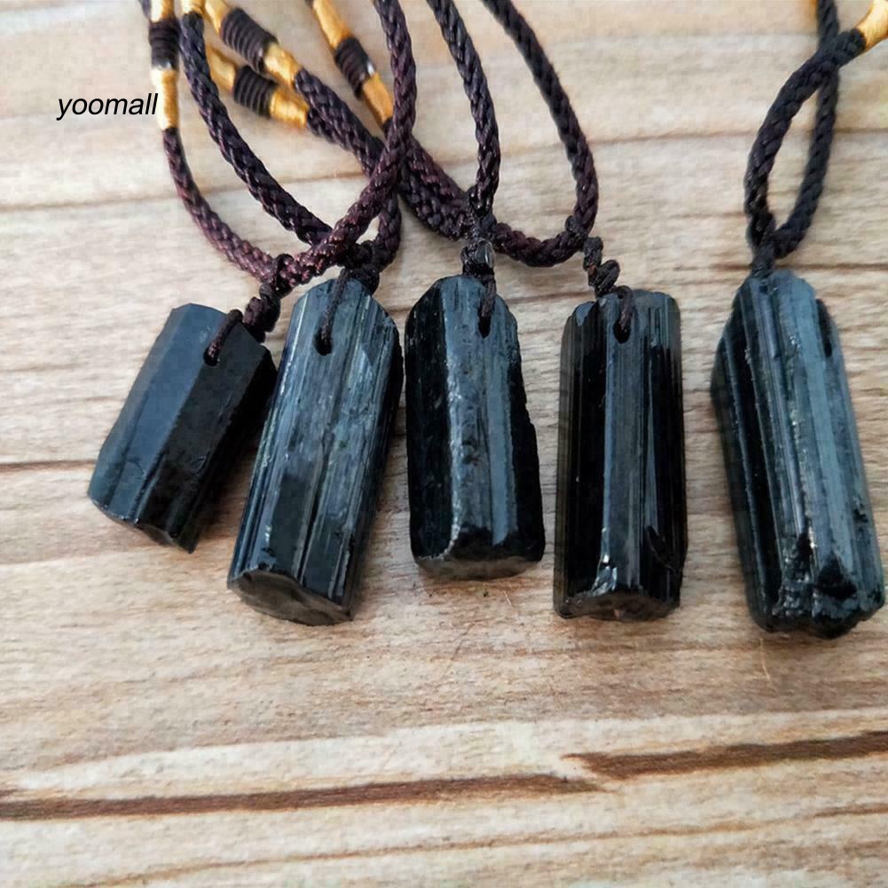 Vòng cổ Mặt Đá Tourmaline Nhân Tạo Màu Đen Thời Trang