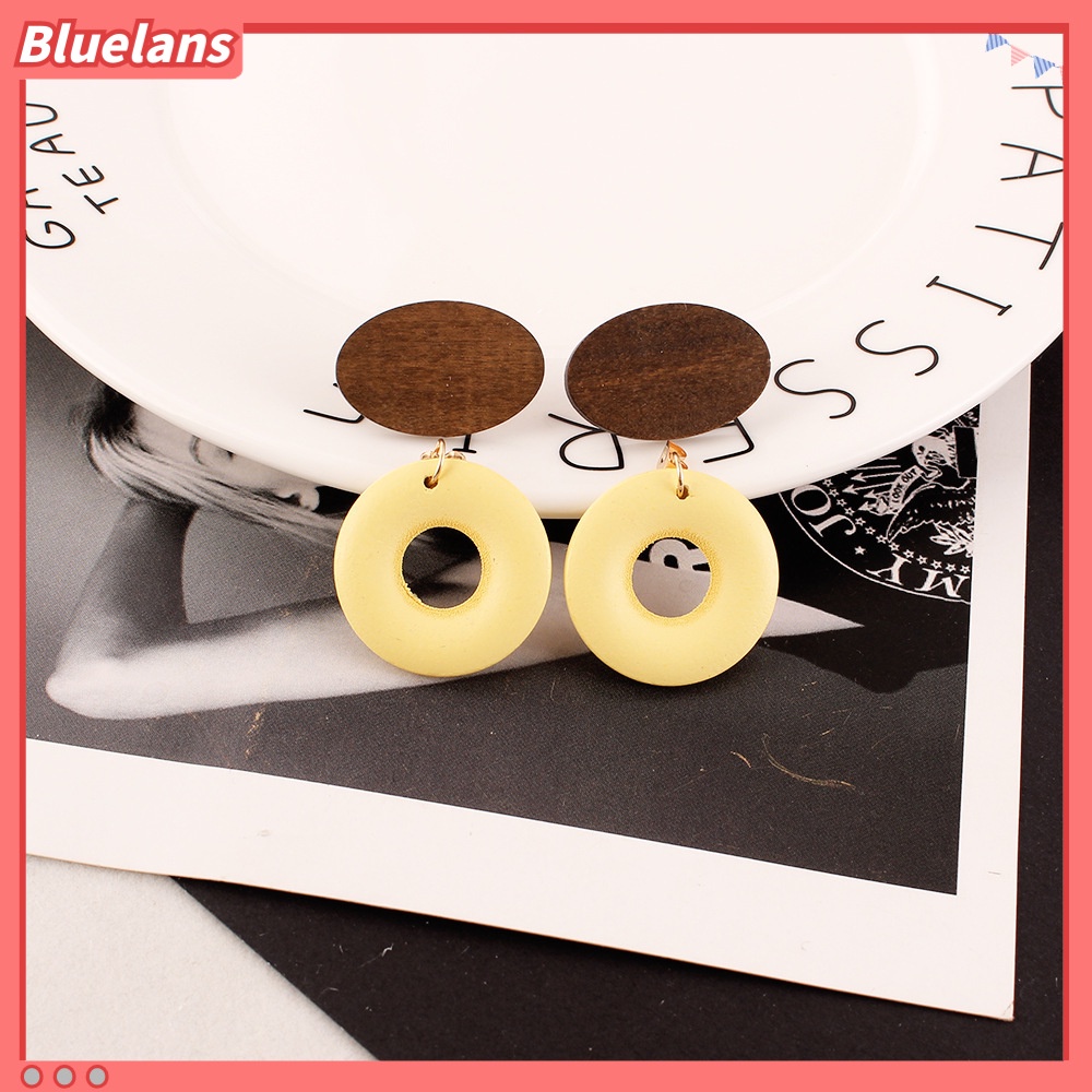 [BLS] Bông Tai Dáng Dài Bằng Gỗ Hình oval Thời Trang Cá Tính Dễ Phối Đồ Phong Cách retro Dành Cho Nữ