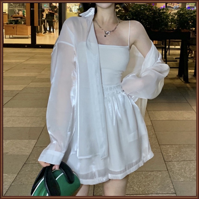 Áo Sơ Mi Dài Tay Chống Nắng Màu Trơn Thời Trang Mùa Hè Giản Dị Dành Cho Nữ