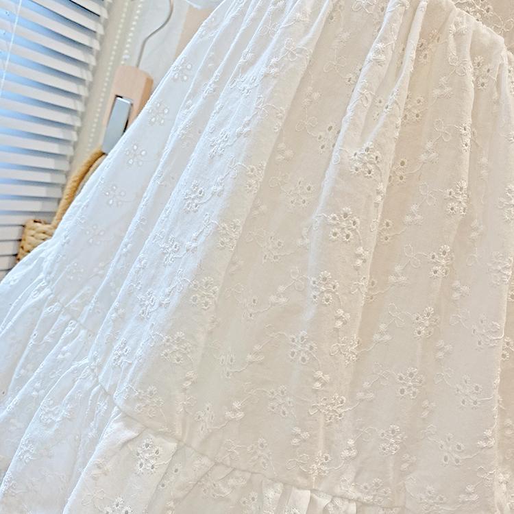 Đầm Công Chúa Chất Cotton Tay Phồng Thêu Họa Tiết Thời Trang Mùa Hè Xinh Xắn Cho Bé Gái