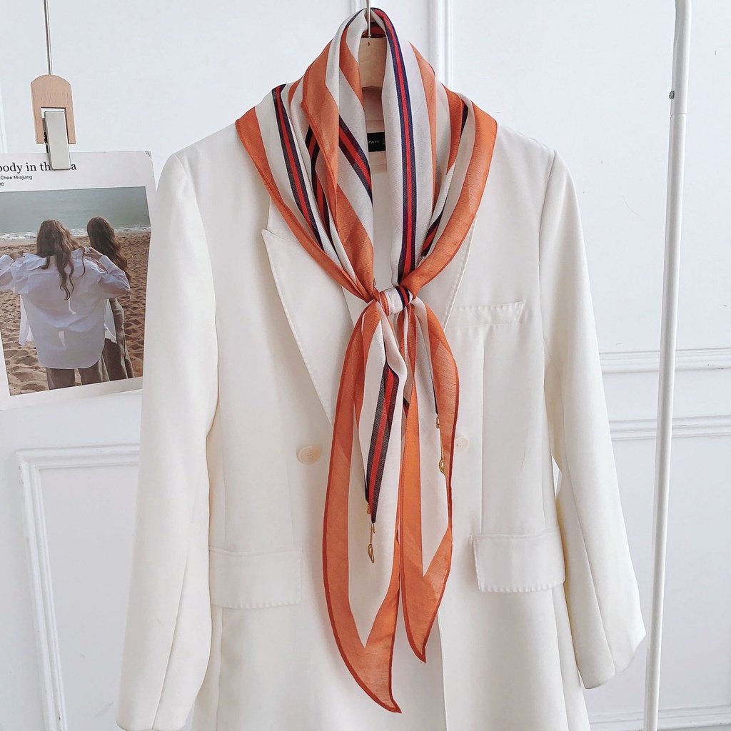 Hàng Mới Về Khăn Quàng Cổ Lụa In Họa Tiết Kim Cương Thời Trang Xuân Thu Trang Trí Thanh Lịch Dành Cho Nữ