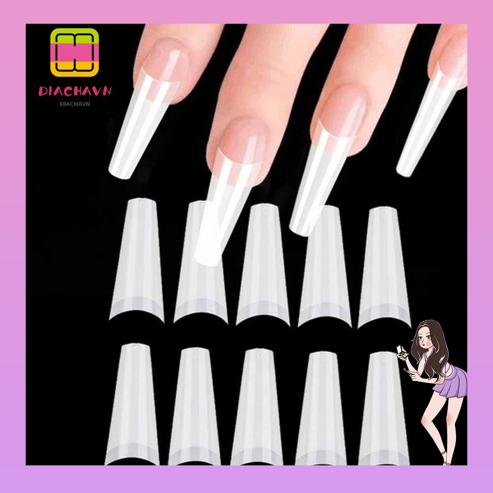 DIACHAVN Túi 100 Móng Tay Giả Trong Suốt / Trắng / Đen Bằng Acrylic Ốp