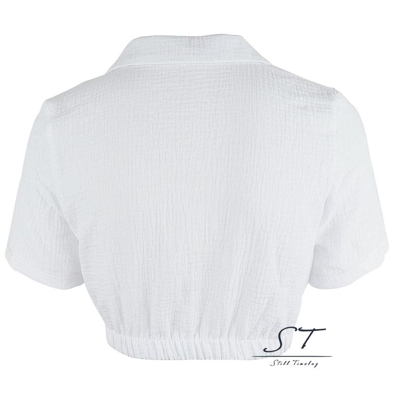 Áo Thun Lửng Ngắn Tay Hai Dây Màu Sắc Đơn Giản Dành Cho Nữ