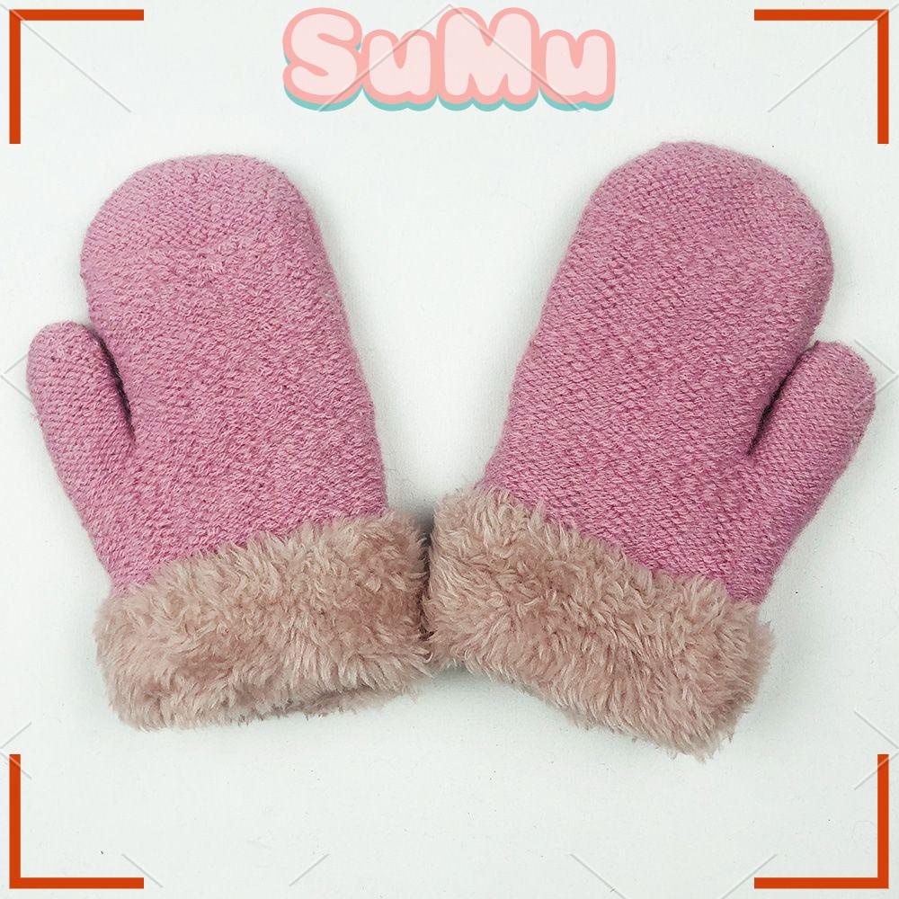 SUMU Găng Tay Dệt Kim Dày Dặn Giữ Ấm Cho Bé