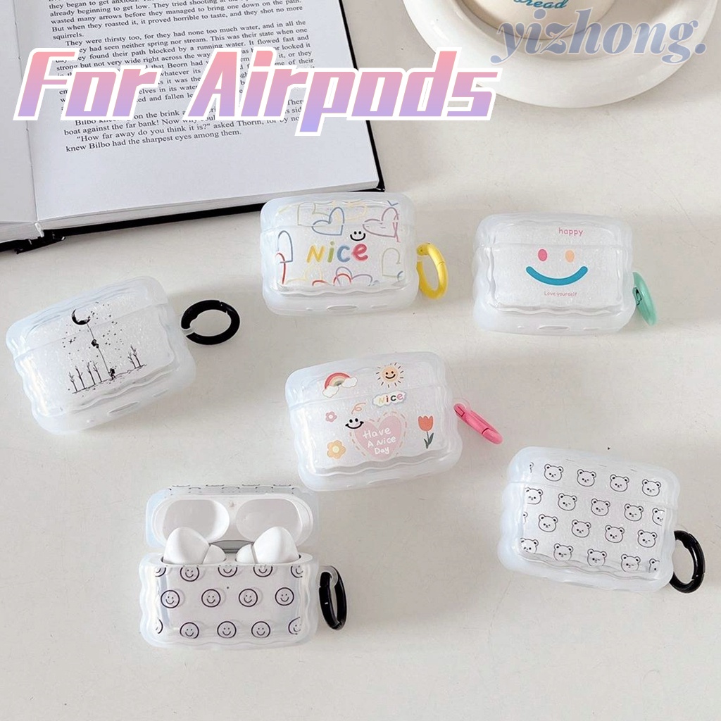 Vỏ Bảo Vệ Hộp Sạc Tai Nghe Airpods Pro 2 3 1 Bằng TPU Mềm Chống Trầy Xước Chống Sốc Họa Tiết Trái Tim Mặt Cười Dễ Thương