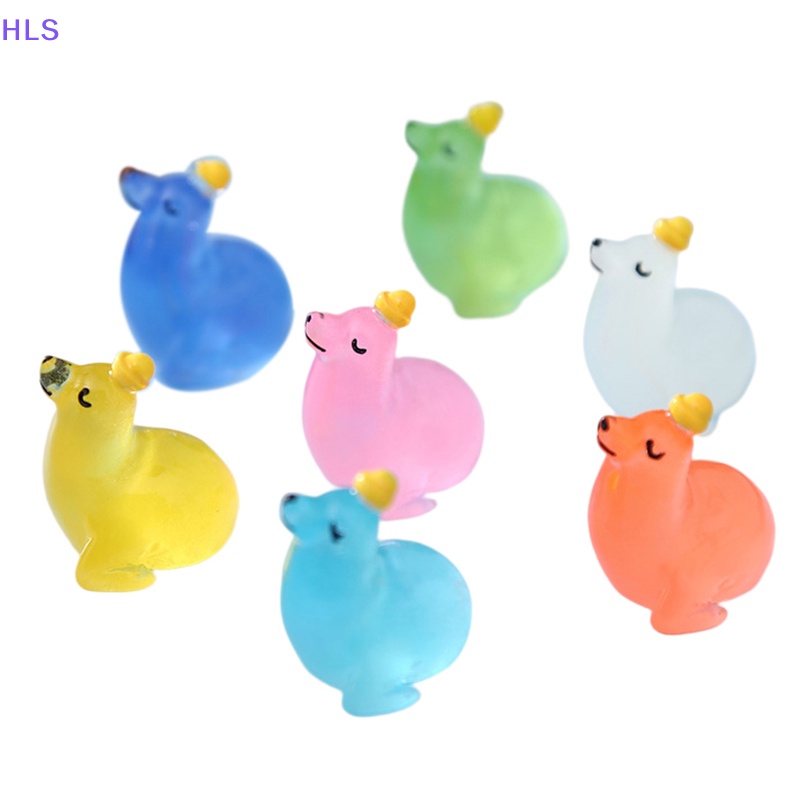 Bộ 2 Đồ trang trí Chú Chó Biển Hoạt Hình Mini Màu Dạ Quang Trang Trí Tiểu Cảnh / Nhà Búp Bê