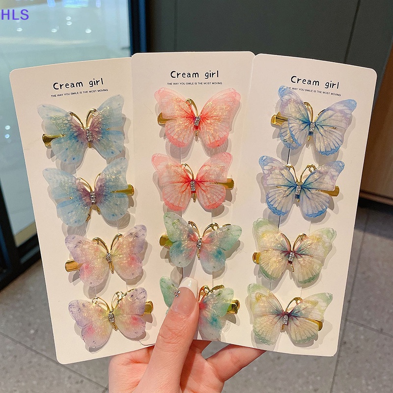 1 Cặp Kẹp Tóc Hình Bướm Dễ Thương Thời Trang Cho Bé Gái