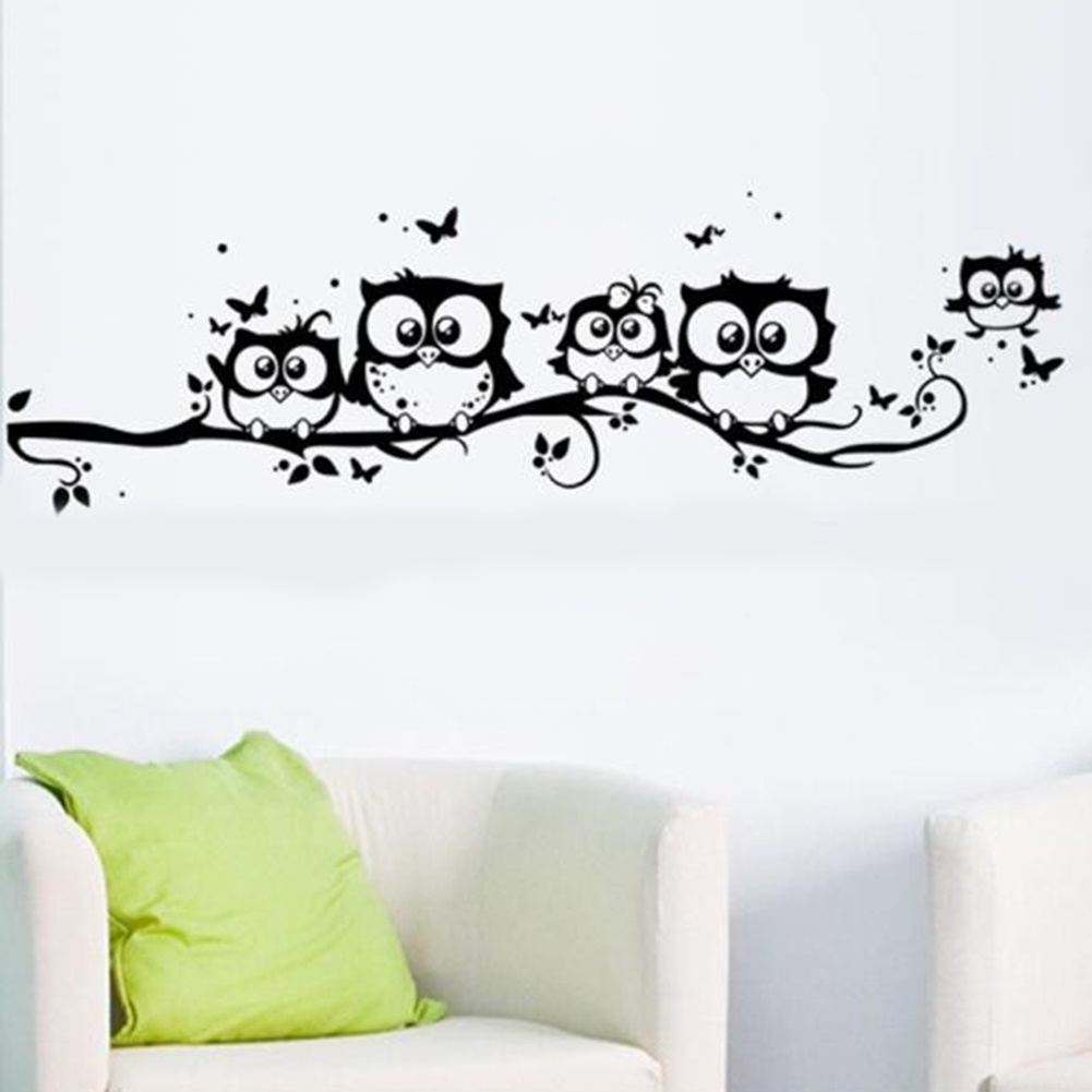 Miếng Dán Tường Trang Trí Hình Chim Cú Hoạt Hình Tháo Rời Được DIY Dành Cho Phòng Ngủ Trẻ Em