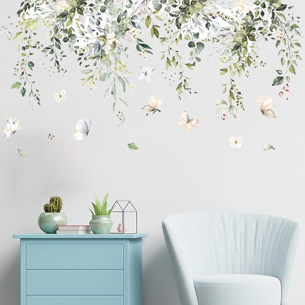 Set 2 Tấm Sticker Dán Tường Hình Bướm / Máy Bay Trang Trí Nội Thất