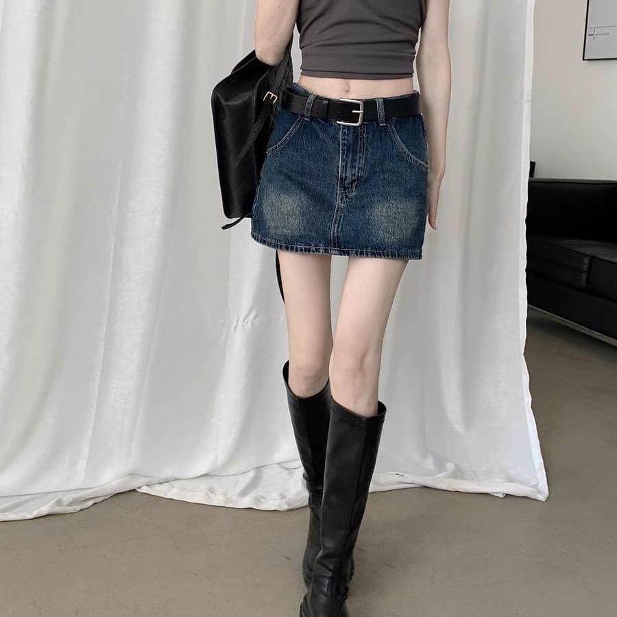 Chân váy jean chữ A, dáng Y2K BASIC CẠP CAO TÔN DÁNG
