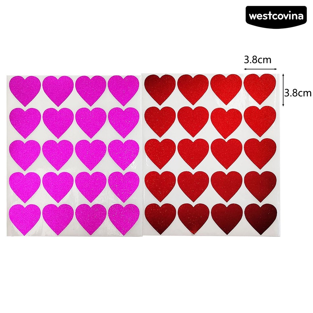 [WSTN]✎Bộ 40 Miếng Dán Trang Trí Hình Trái Tim Lấp Lánh Tháo Gỡ Dễ Dàng