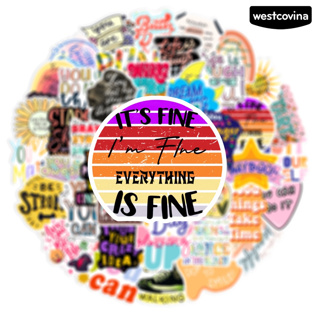 [WSTN] [WSTN]✎Bộ 50 Miếng Dán Họa Tiết Hoạt Hình Graffiti Chống Thấm Nước Không Phai Màu Tự Dính Không Bị Cảm Hứng Tiếng Anh